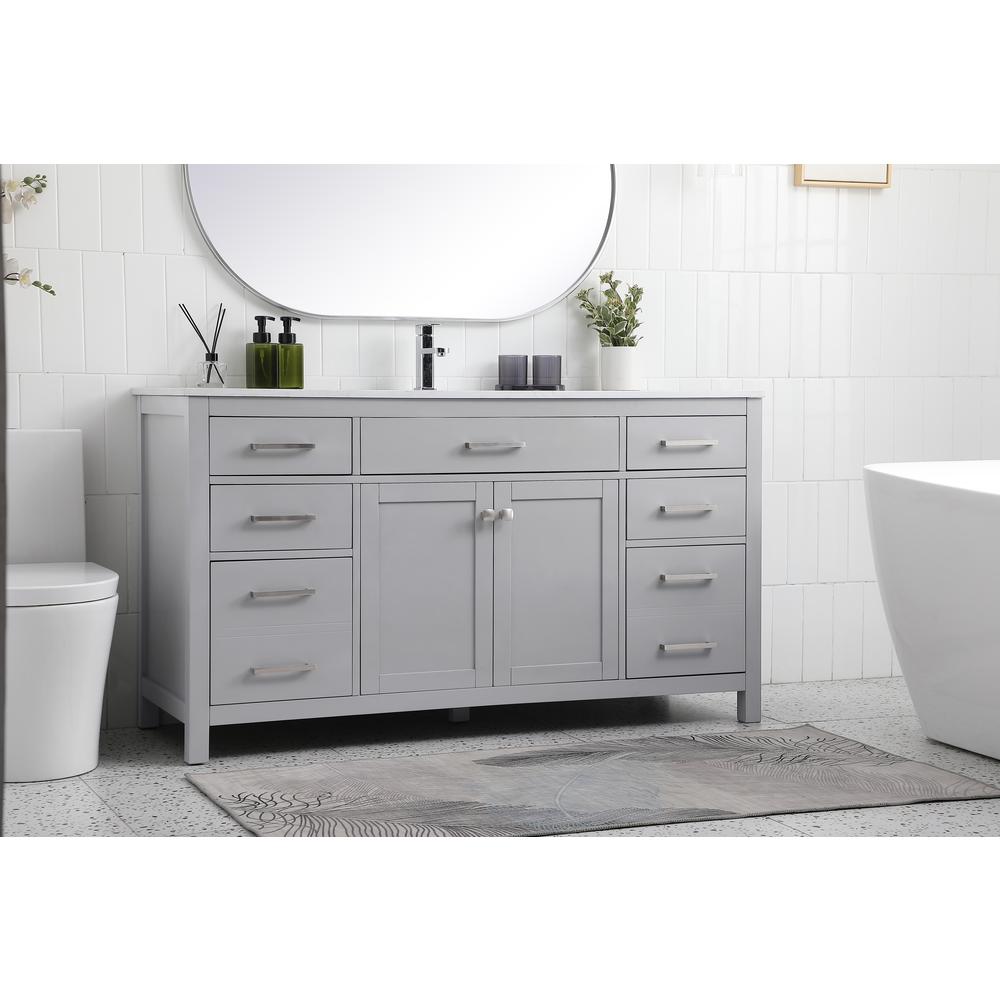 60 Inch Single Bathroom Vanity In Grey. Picture 3