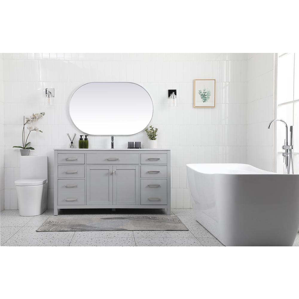 60 Inch Single Bathroom Vanity In Grey. Picture 5