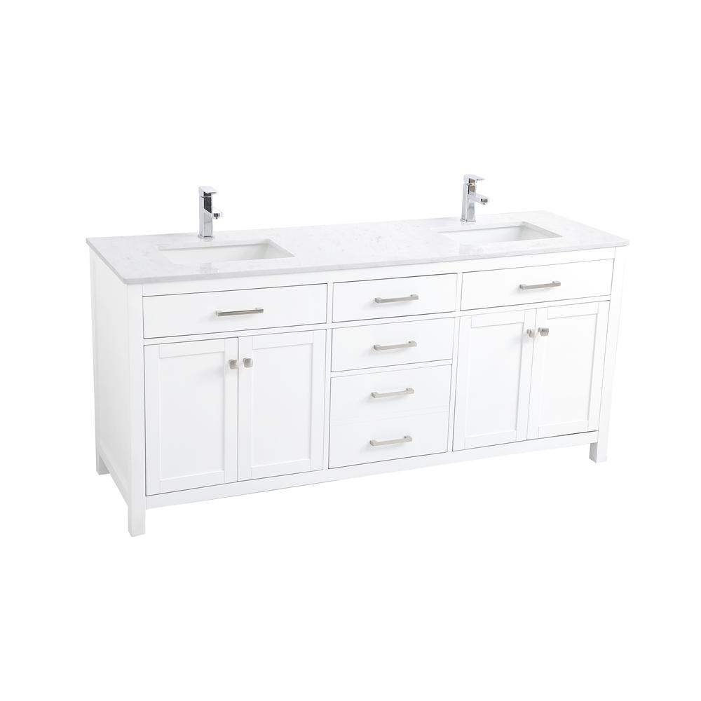 72 Inch Double Bathroom Vanity In White. Picture 8