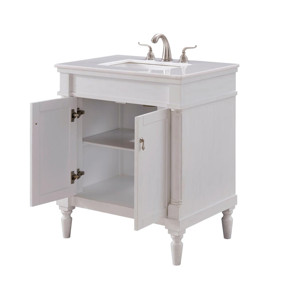 30 In. Single Bathroom Vanity Set In Antique White. Picture 3