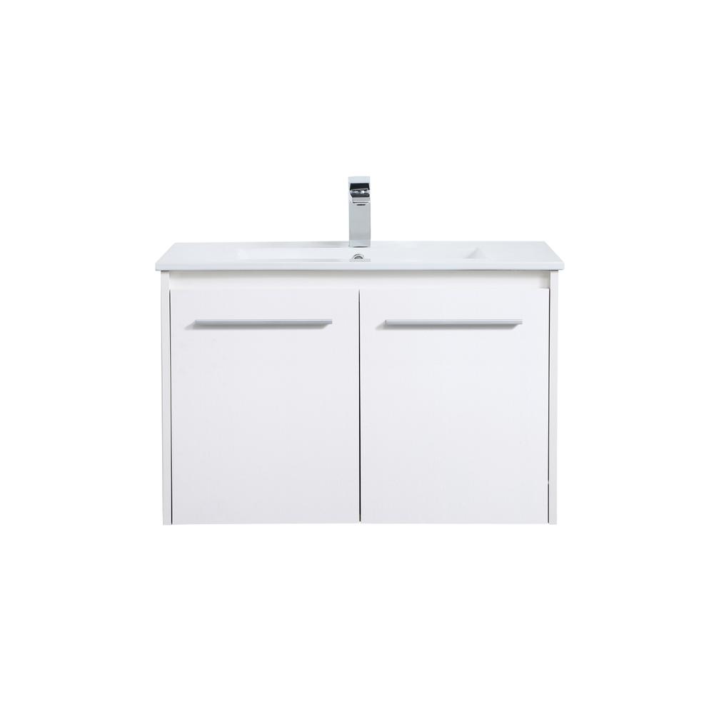 30 Inch  Single Bathroom Floating Vanity In White. Picture 1