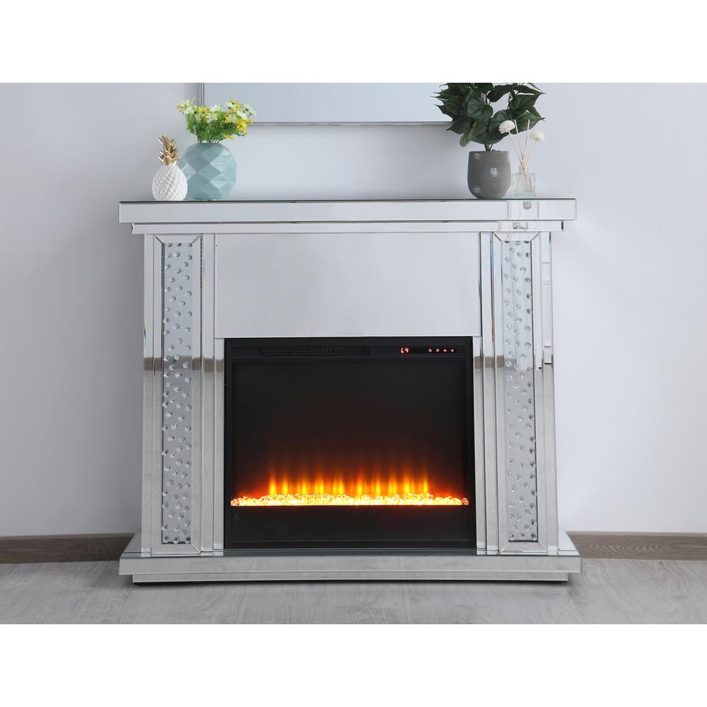47.5 In. Crystal Mirrored Mantle With Crystal Insert Fireplace. Picture 11