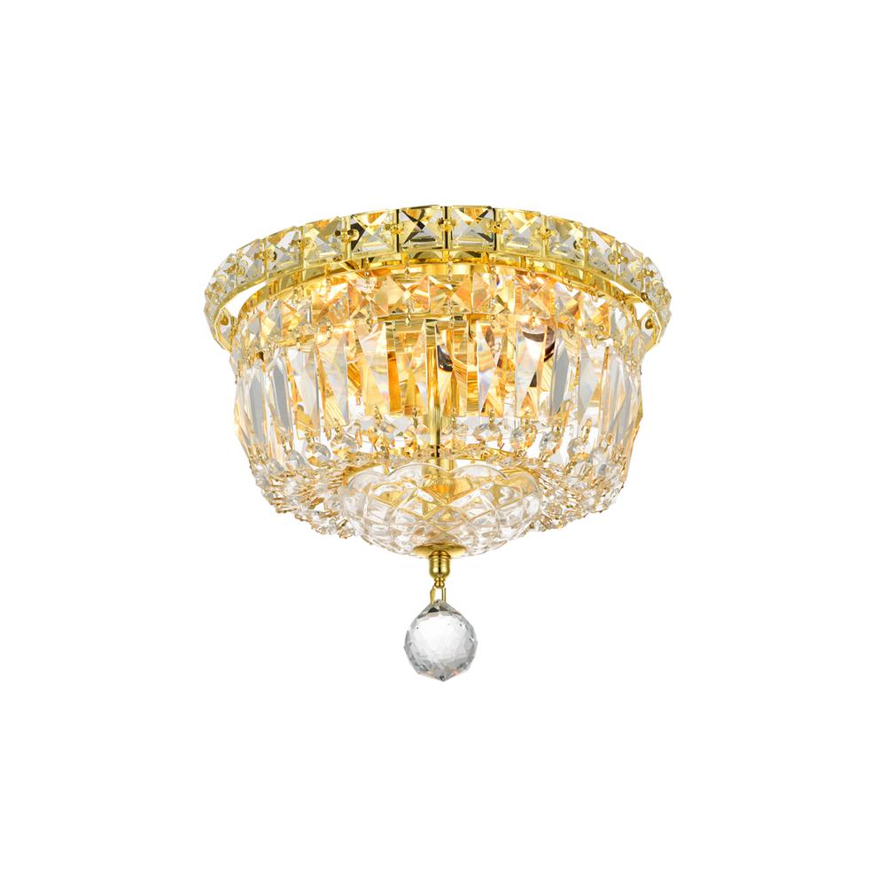 Tranquil 4 Light Gold Flush Mount Clear Royal Cut Crystal. Picture 1