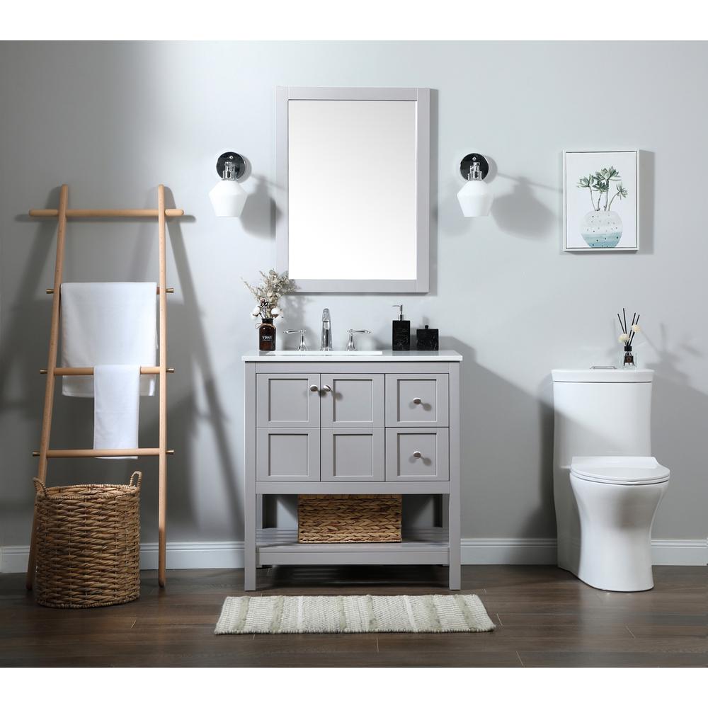 32 Inch Single Bathroom Vanity In Grey. Picture 4