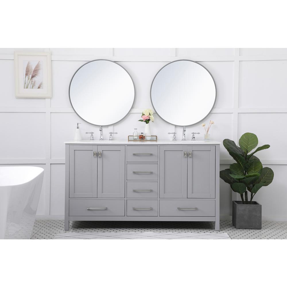 60 Inch Double Bathroom Vanity In Gray. Picture 4