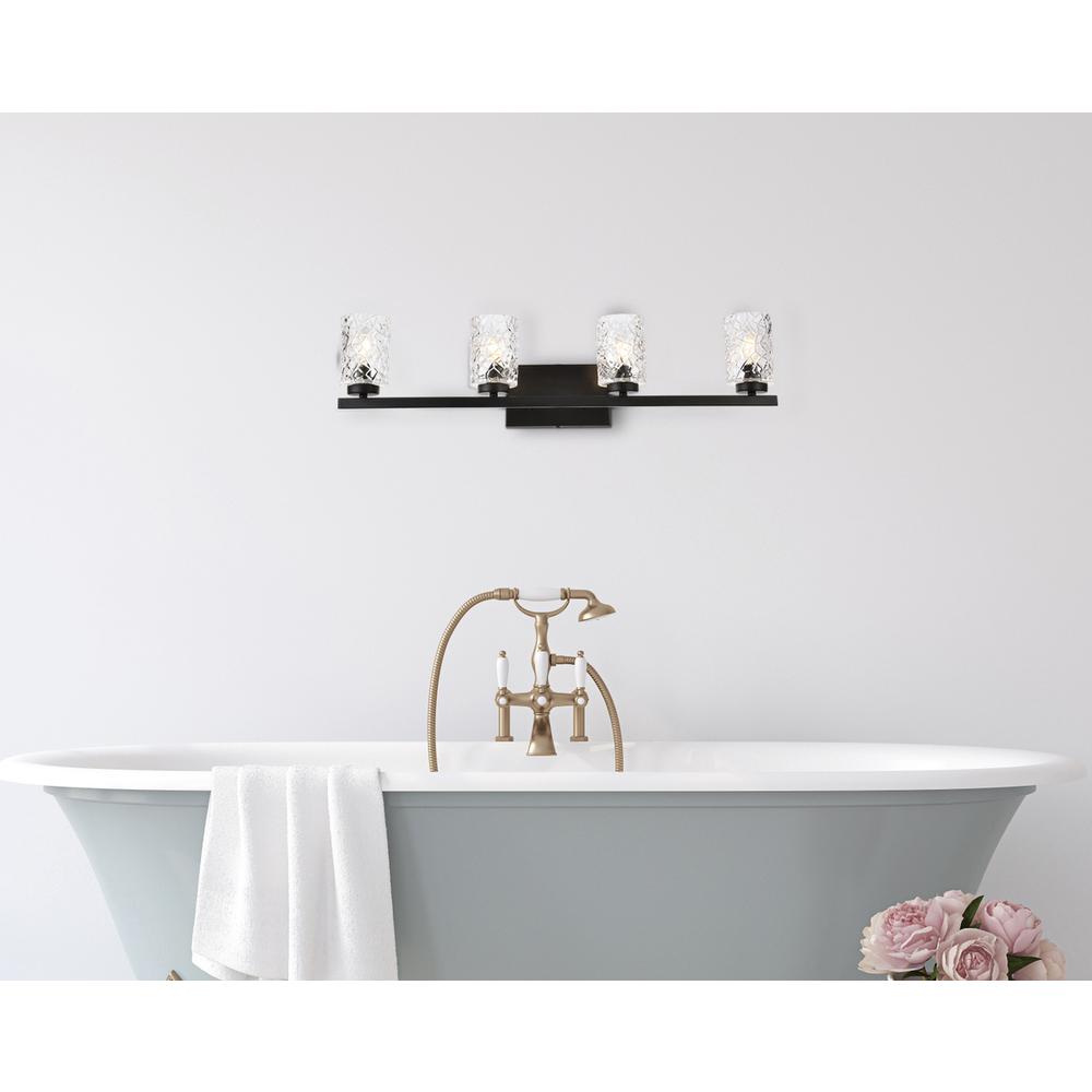 Cassie 4 Lights Bath Sconce In Black With Clear Shade. Picture 7