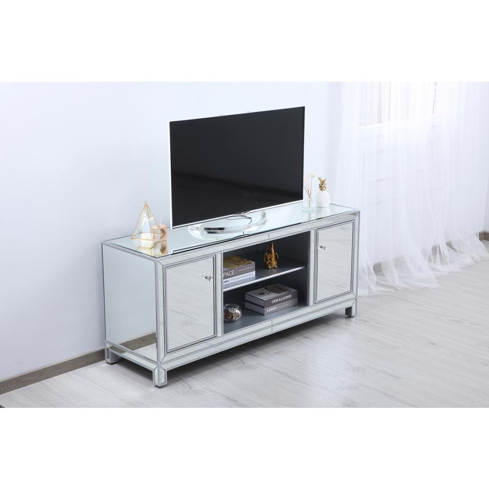 60 In. Mirrored Tv Stand In Antique Silver. Picture 3