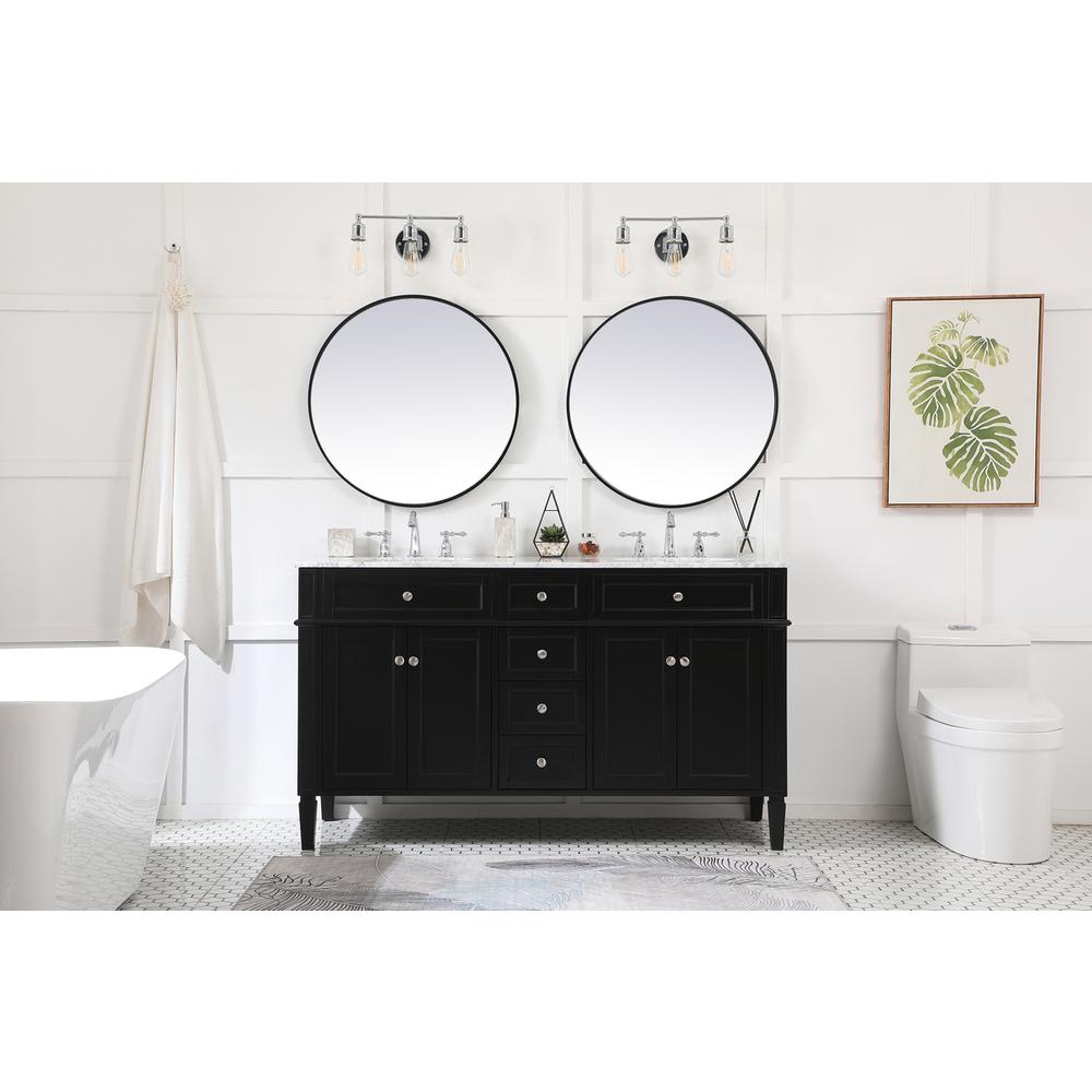 60 Inch Double Bathroom Vanity In Black. Picture 4