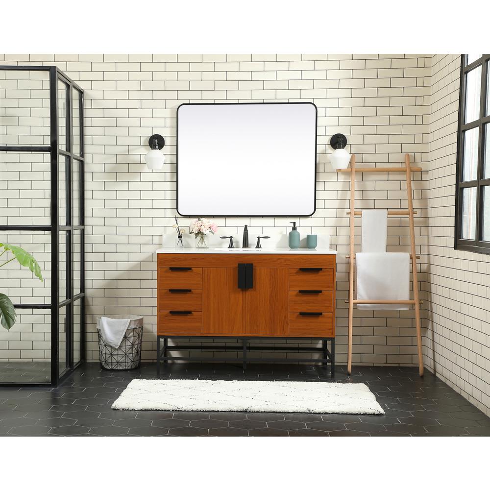 48 Inch Single Bathroom Vanity In Teak With Backsplash. Picture 4
