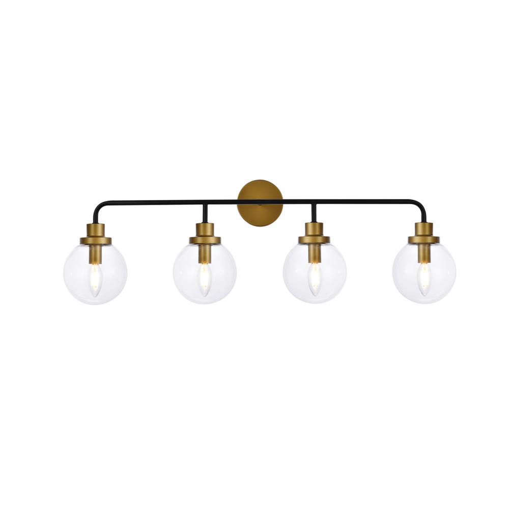 Hanson 4 Lights Bath Sconce In Black With Brass With Clear Shade. Picture 1