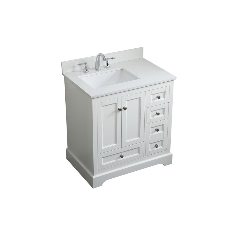 32 Inch Single Bathroom Vanity In White With Backsplash. Picture 8