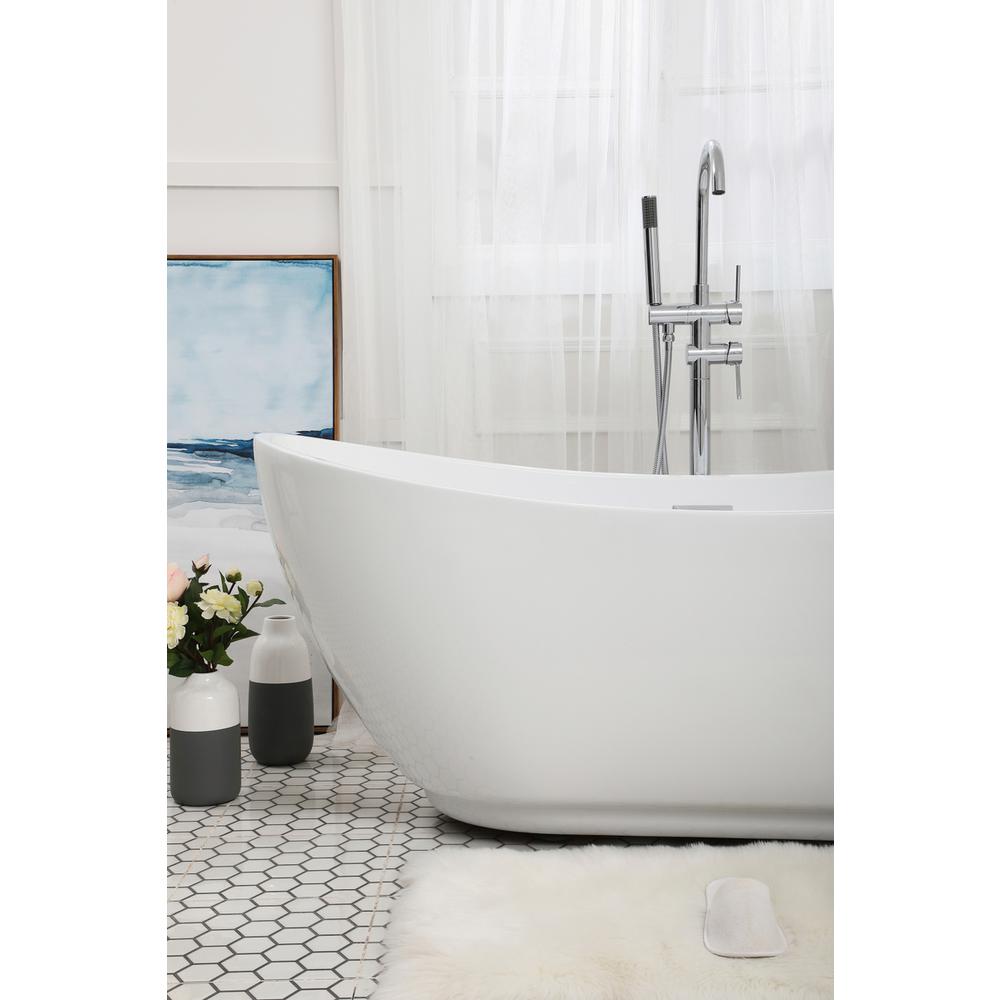 62 Inch Soaking Bathtub In Glossy White. Picture 5