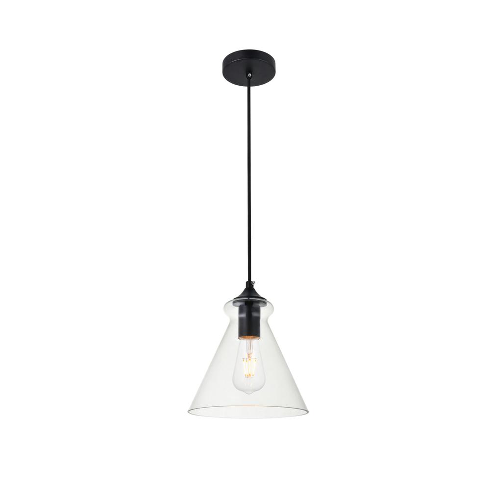 Destry 1 Light Black Pendant With Clear Glass. Picture 1