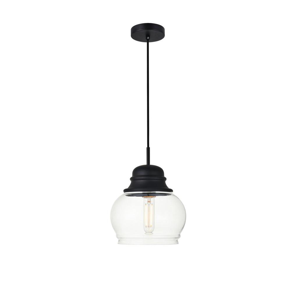 Kenna 1 Light Black Pendant With Clear Glass. Picture 1