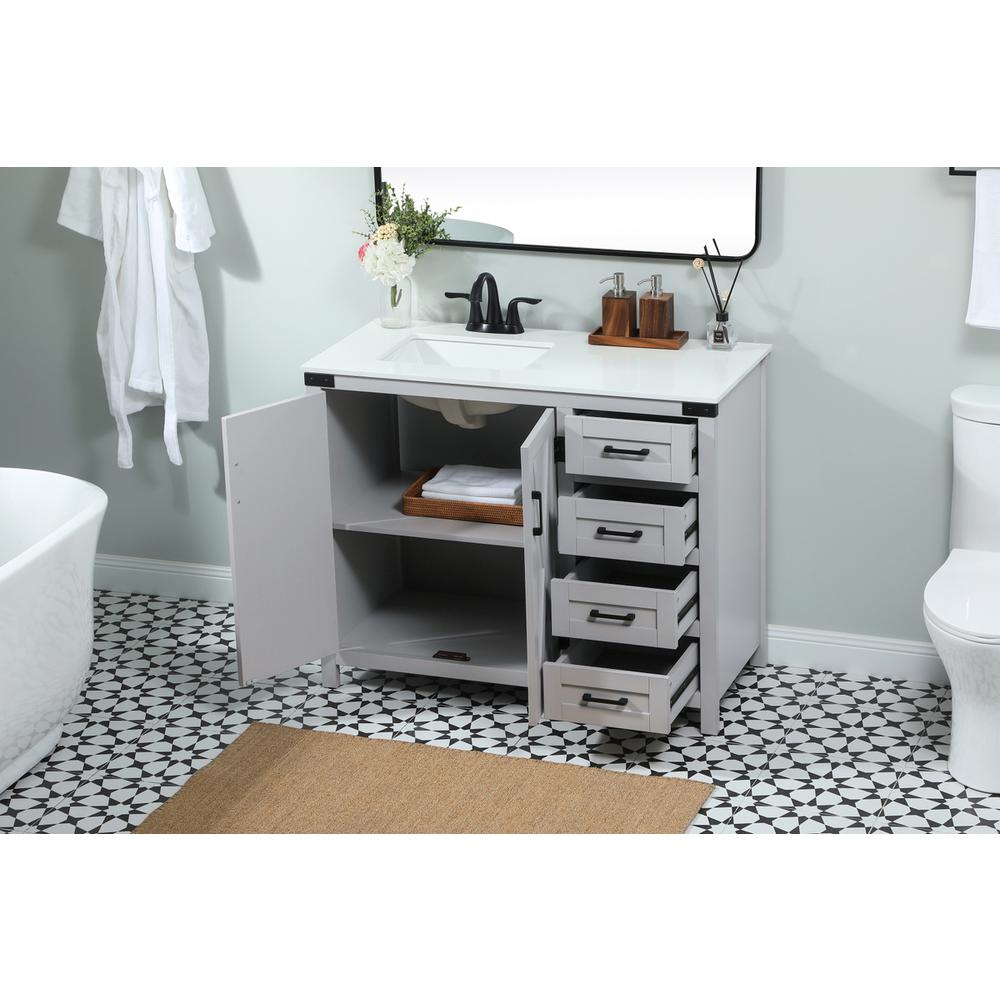 42 Inch Single Bathroom Vanity In Grey. Picture 3