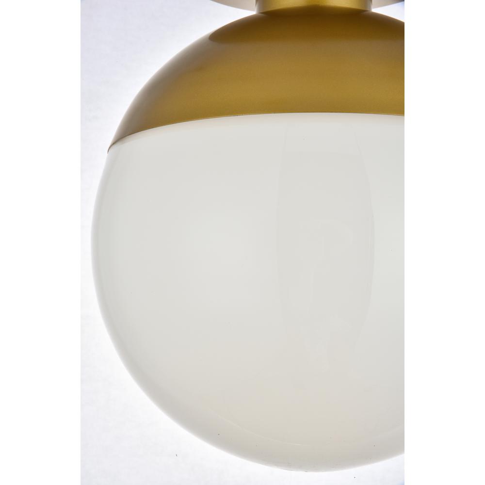 Eclipse 1 Light Brass Flush Mount With Frosted White Glass. Picture 5