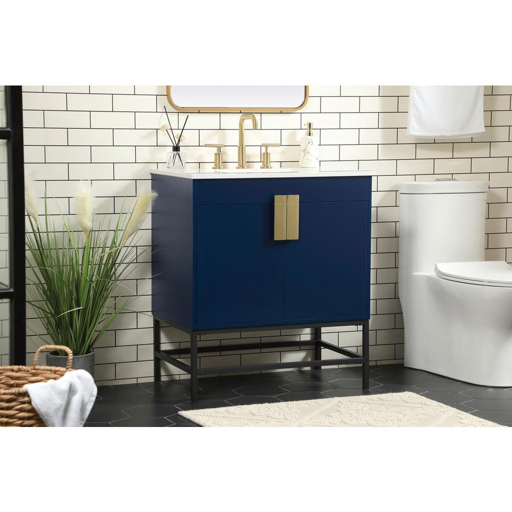 30 inch Single bathroom vanity in blue. Picture 2