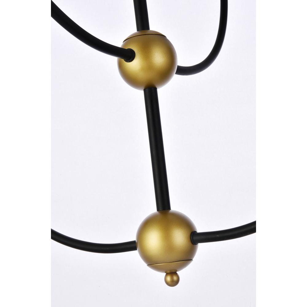 Lennon 31.5 Inch Pendant In Black And Brass With White Shade. Picture 3