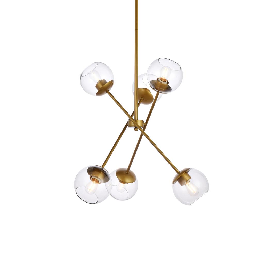 Axl 24 Inch Pendant In Brass With Clear Shade. Picture 2