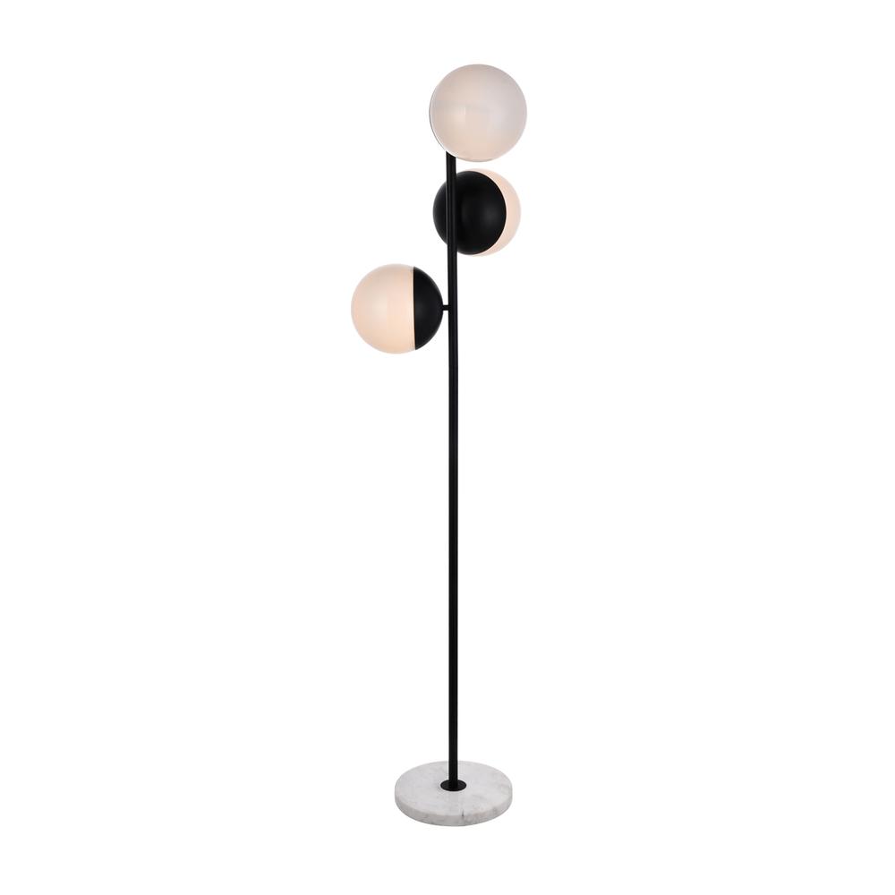 Eclipse 3 Lights Black Floor Lamp With Frosted White Glass. Picture 2