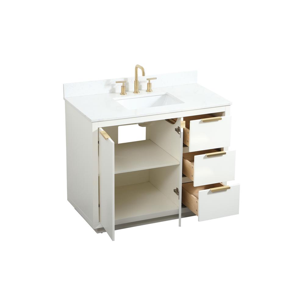 42 Inch Single Bathroom Vanity In White With Backsplash. Picture 9