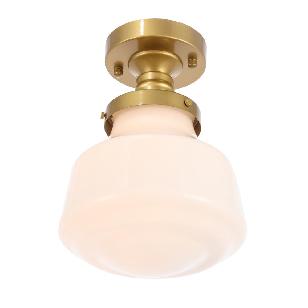 Lyle 1 Light Brass And Frosted White Glass Flush Mount. Picture 6