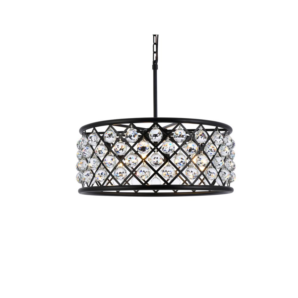 Madison 6 Light Matte Black Chandelier Clear Royal Cut Crystal. Picture 2