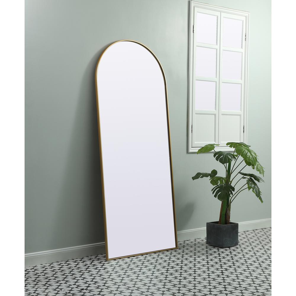 Metal Frame Arch Full Length Mirror 32X76 Inch In Brass. Picture 2