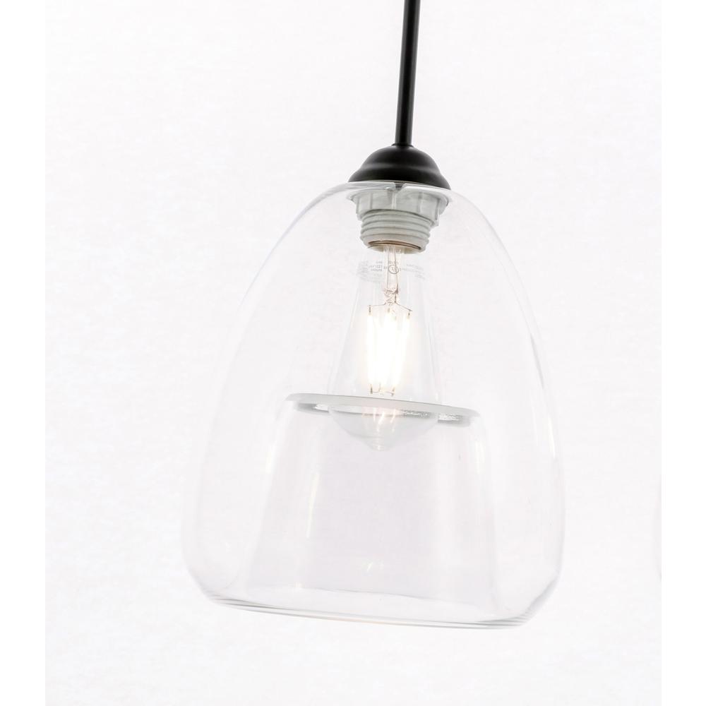 Kason 1 Light Black And Clear Glass Pendant. Picture 11