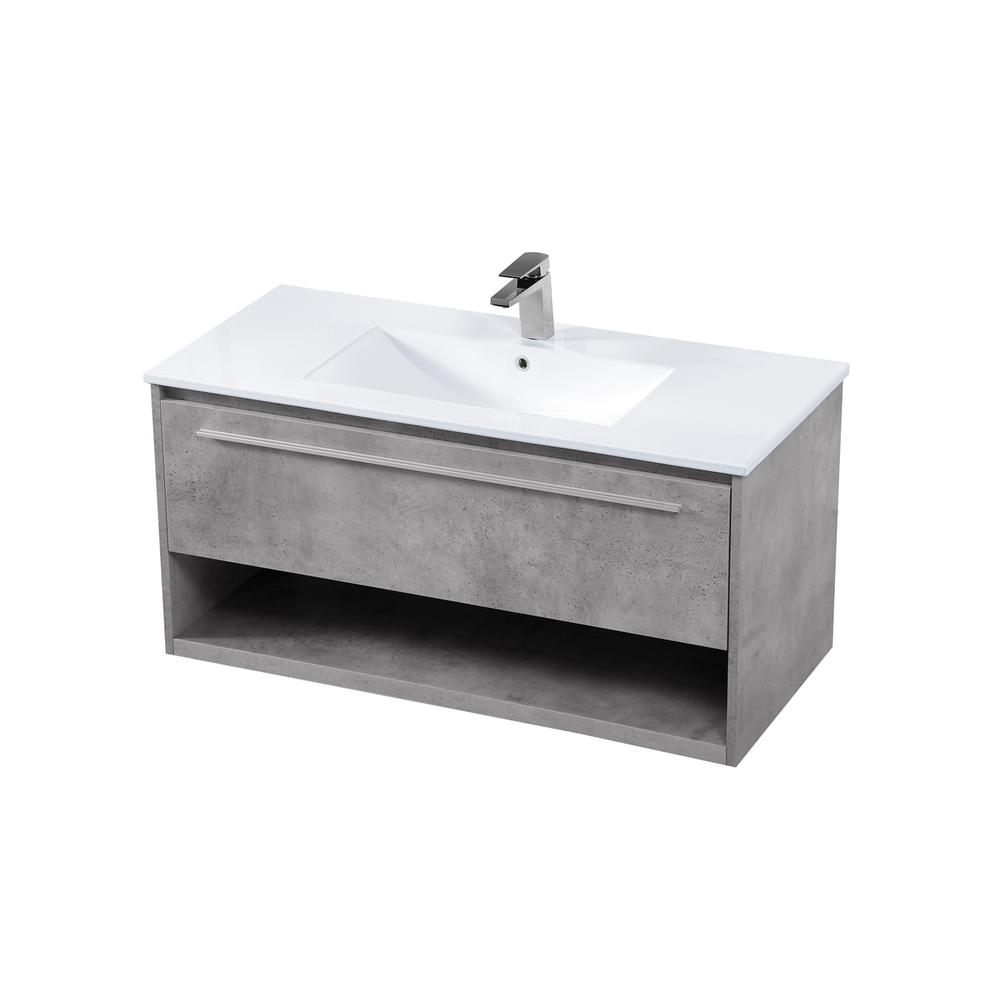 40 Inch  Single Bathroom Floating Vanity In Concrete Grey. Picture 7