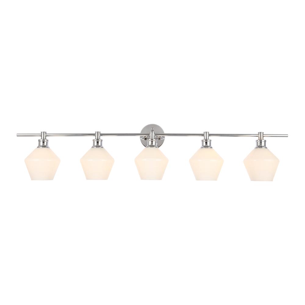 Gene 5 Light Chrome And Frosted White Glass Wall Sconce. Picture 9