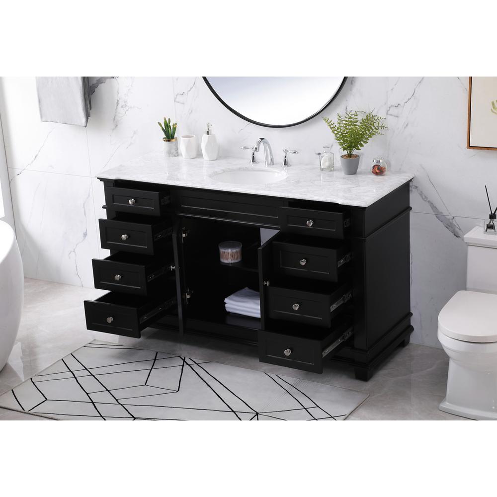 60 Inch Single Bathroom Vanity Set In Black. Picture 3