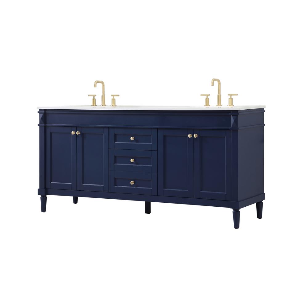 72 Inch Double Bathroom Vanity In Blue. Picture 7