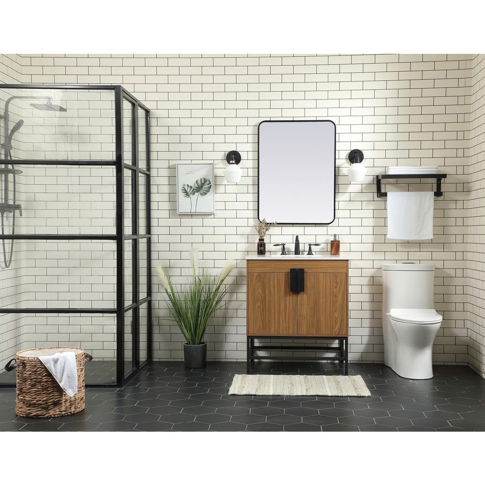 30 Inch Single Bathroom Vanity In Walnut Brown. Picture 4