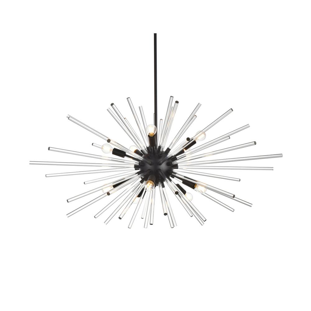 Sienna 42 Inch Crystal Rod Pendant In Black. Picture 2