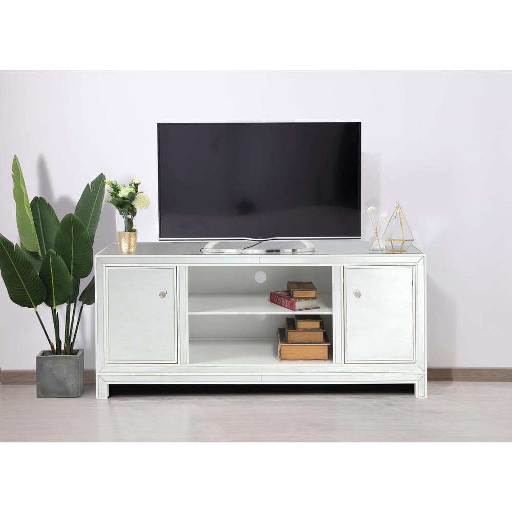 60 In. Mirrored Tv Stand In White. Picture 9