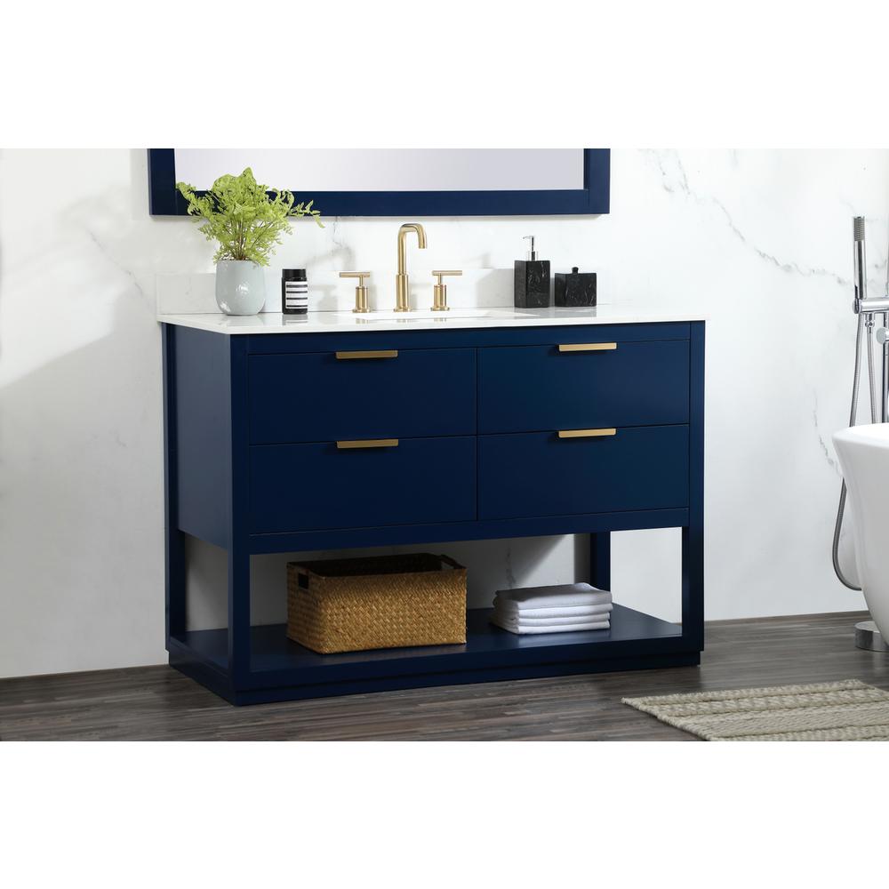 48 Inch Single Bathroom Vanity In Blue With Backsplash. Picture 2