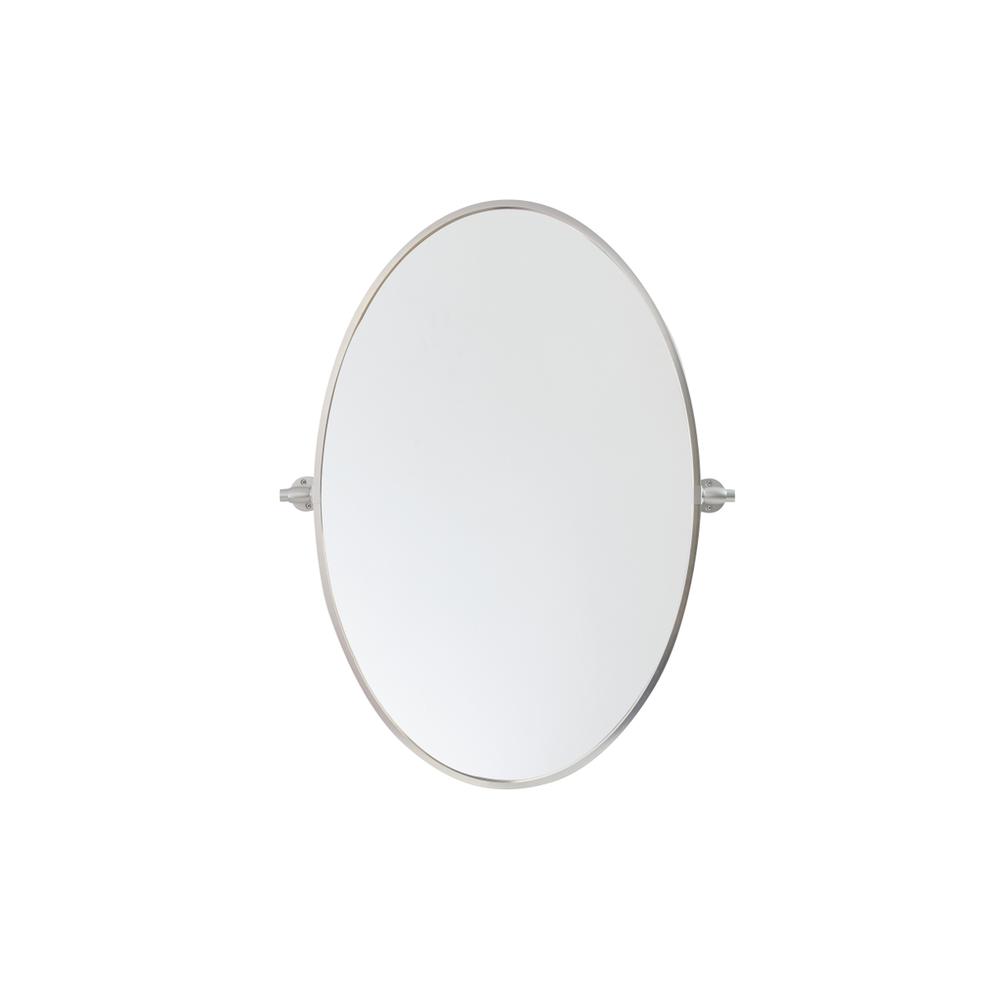 Oval Pivot Mirror 21X32 Inch In Silver. Picture 1