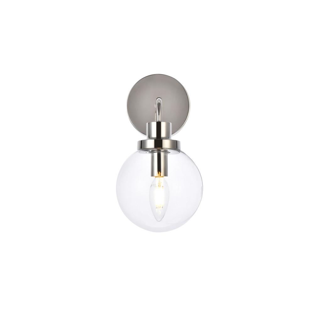 Hanson 1 Light Bath Sconce In Polished Nickel With Clear Shade. Picture 1