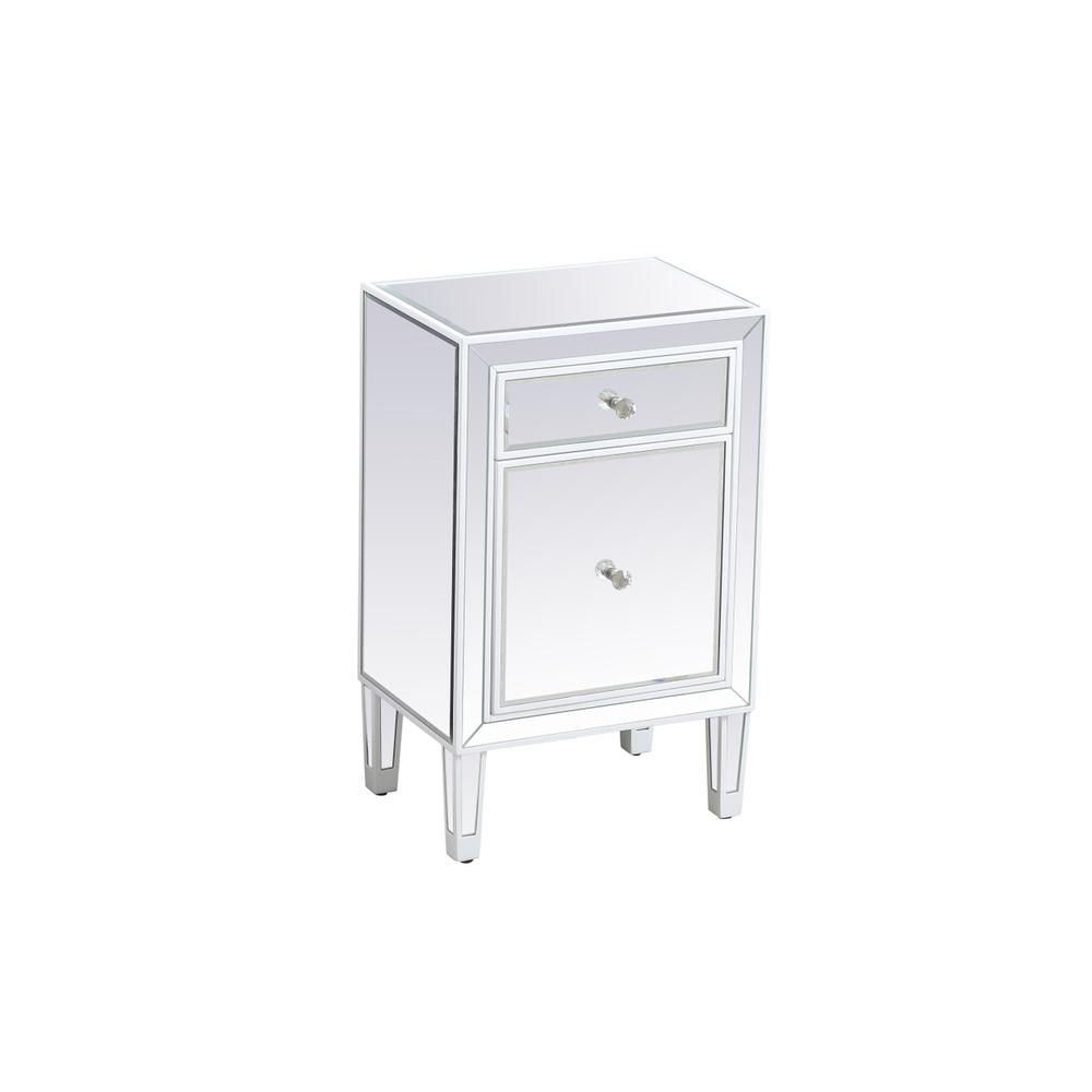 18 Inch Mirrored End Table In White. Picture 5