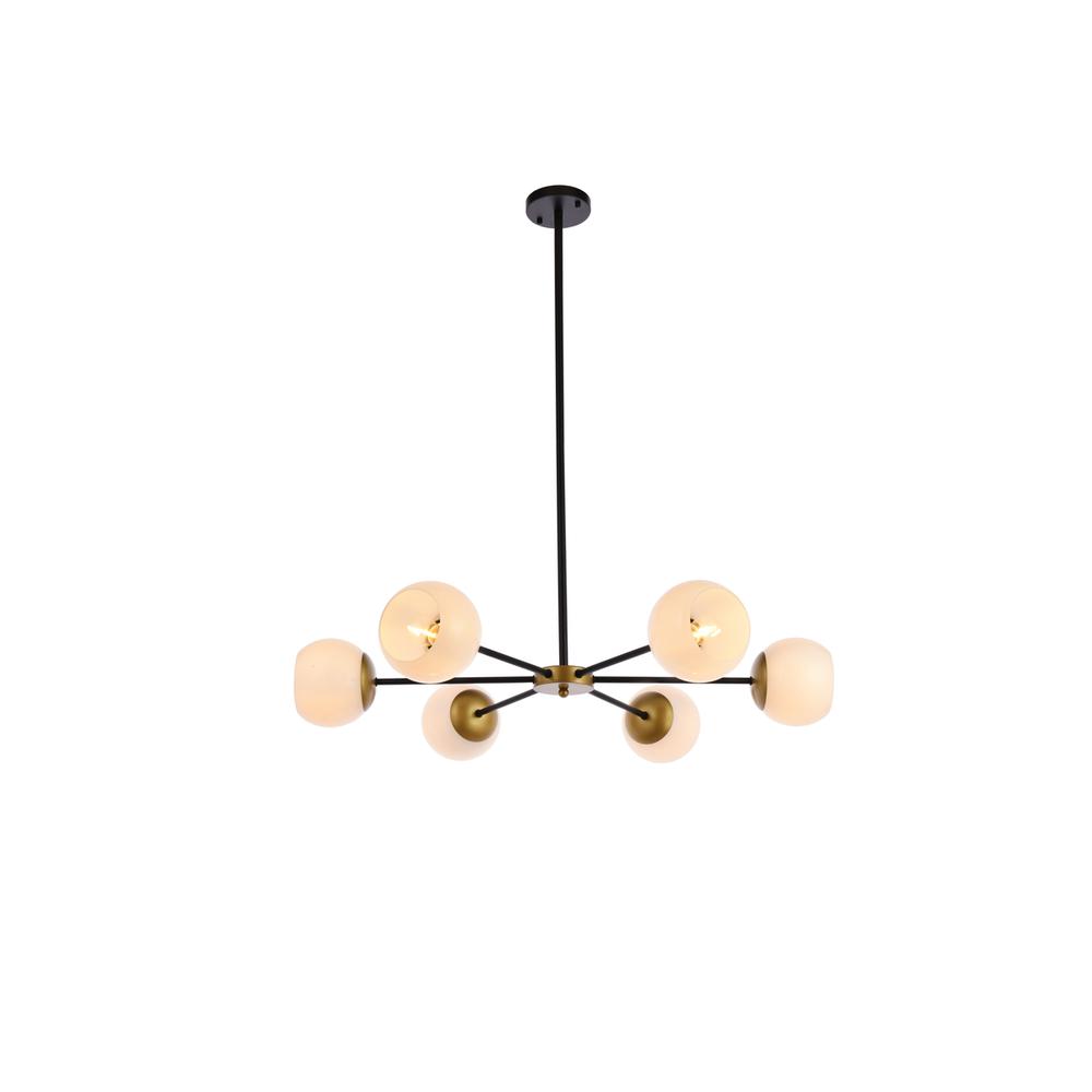 Briggs 36 Inch Pendant In Black And Brass With White Shade. Picture 1