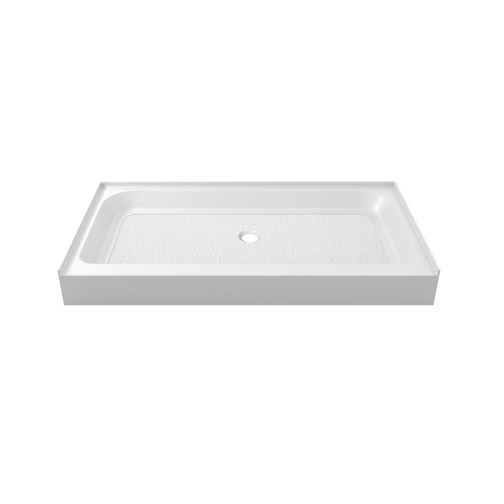 48X32 Inch Single Threshold Shower Tray Center Drain In Glossy White. Picture 6