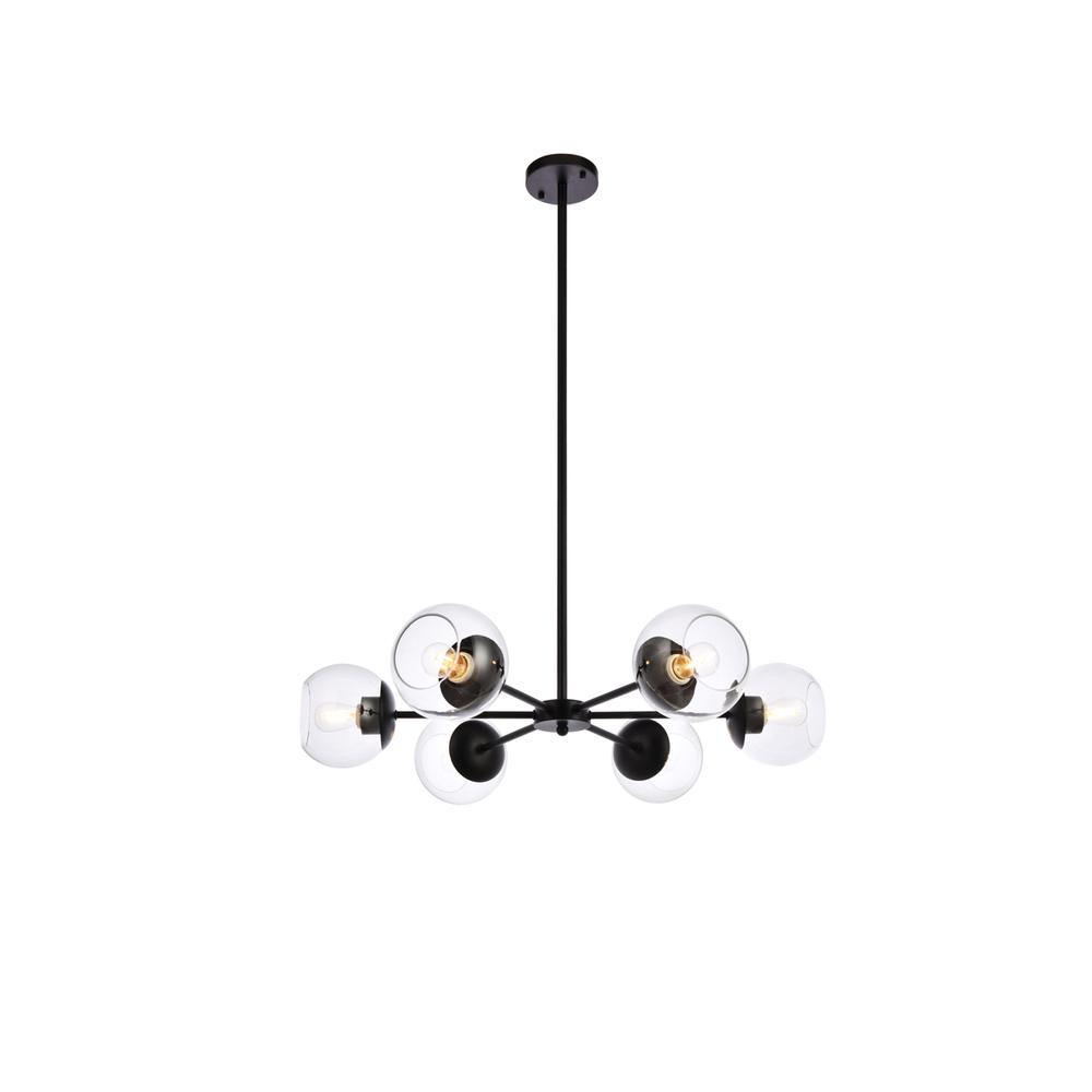 Briggs 30 Inch Pendant In Black With Clear Shade. Picture 1