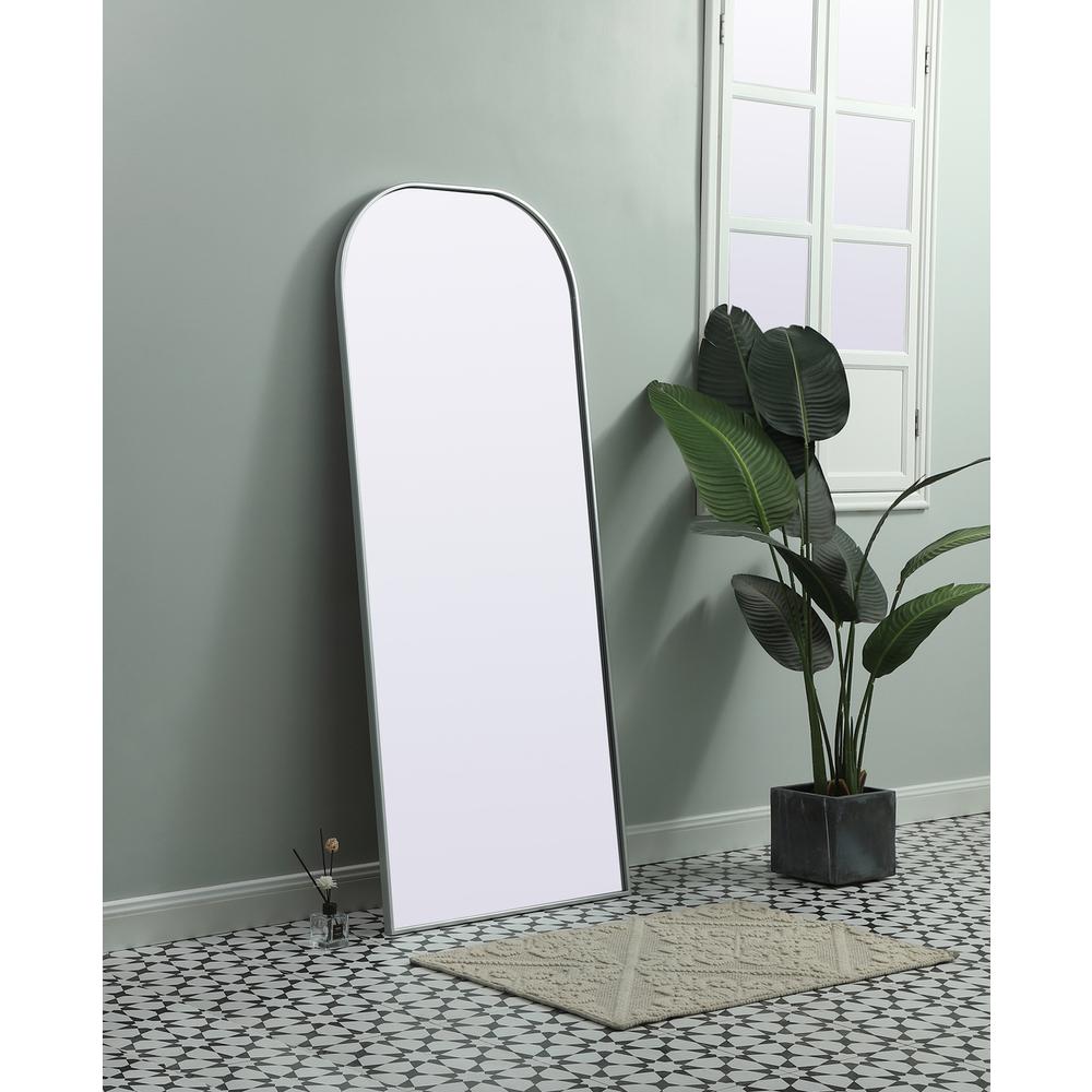 Metal Frame Arch Full Length Mirror 28X66 Inch In Silver. Picture 2