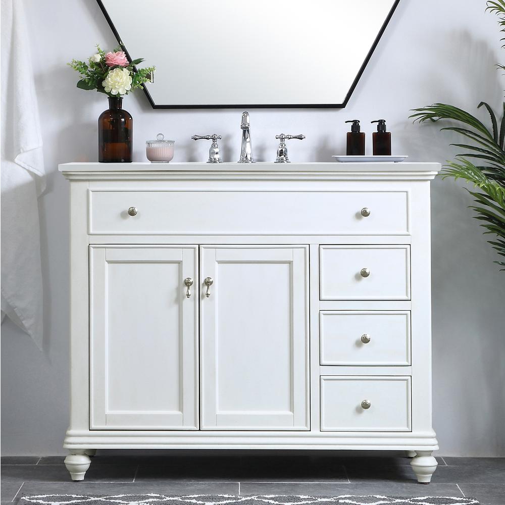 42 Inch Single Bathroom Vanity In Antique White. Picture 14