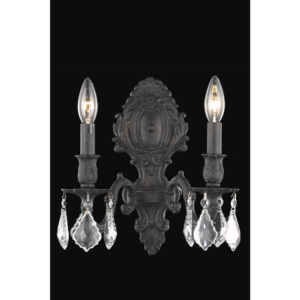 Monarch 2 Light Dark Bronze Wall Sconce Clear Royal Cut Crystal. Picture 1