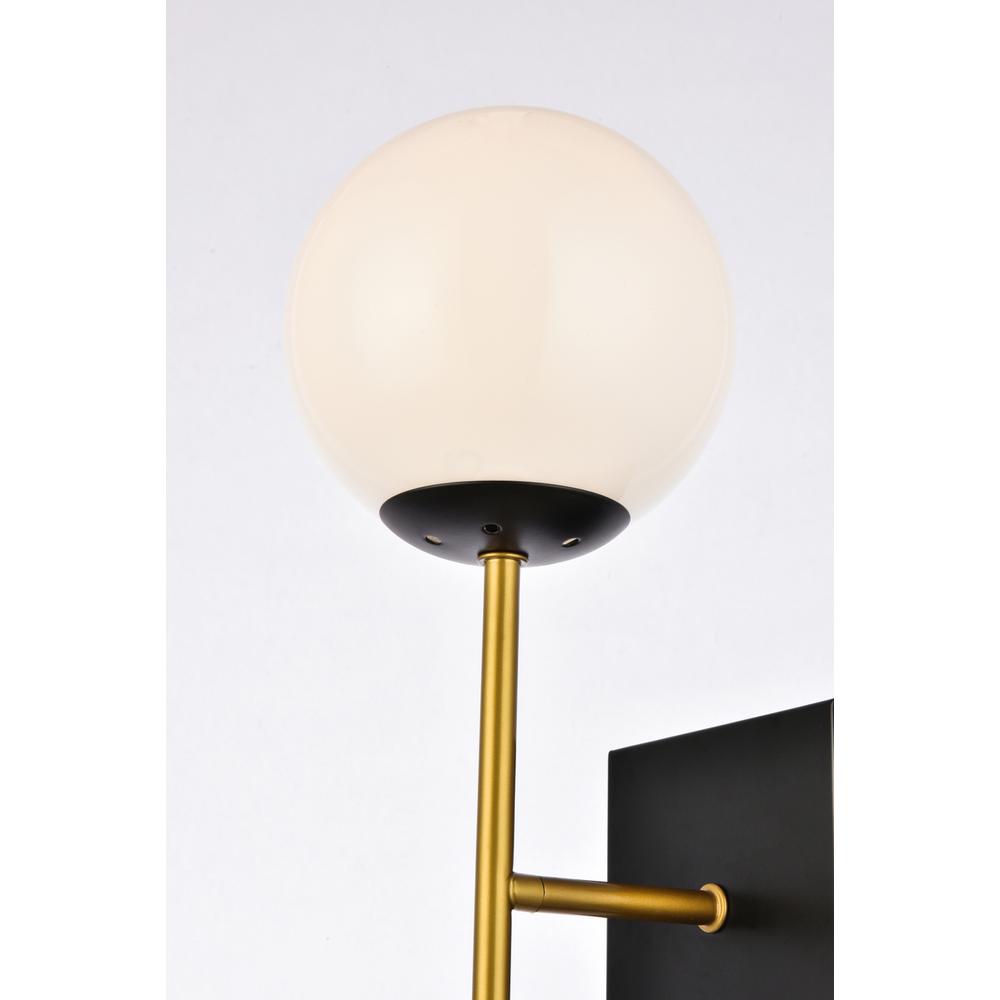 Neri 2 Lights Black And Brass And White Glass Wall Sconce. Picture 3