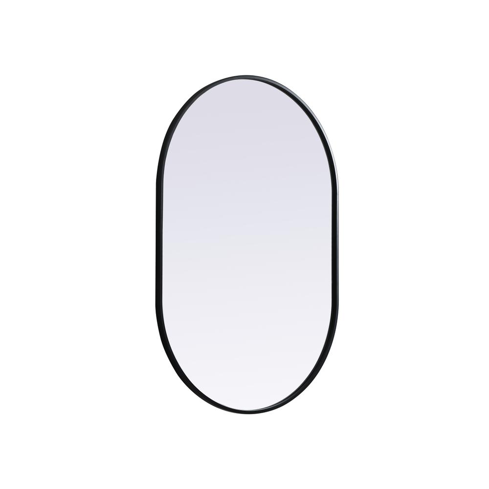 Metal Frame Oval Mirror 27X40 Inch In Black. Picture 7