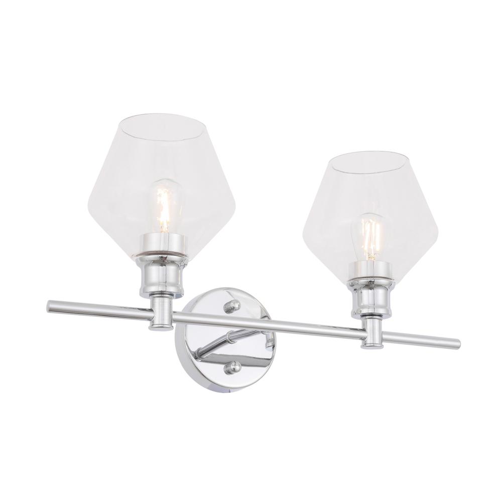 Gene 2 Light Chrome And Clear Glass Wall Sconce. Picture 5