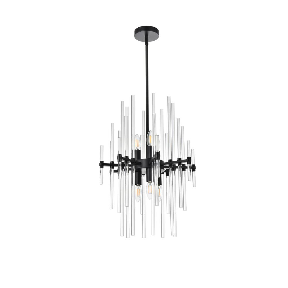 Sienna 17 Inch Crystal Rod Pendant In Black. Picture 6